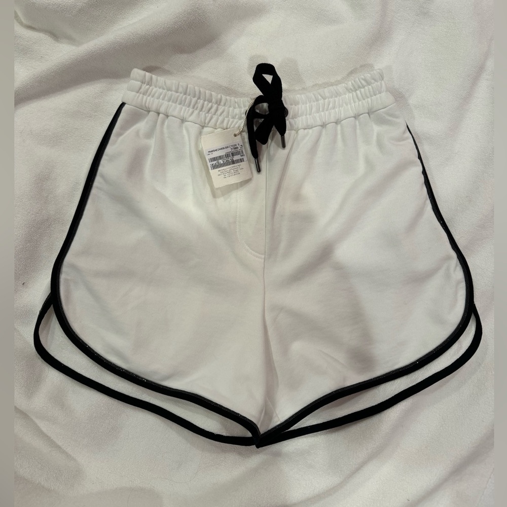 Brunello Cucinelli tennis bead embellished cotton jersey shorts size small - Picture 2 of 8